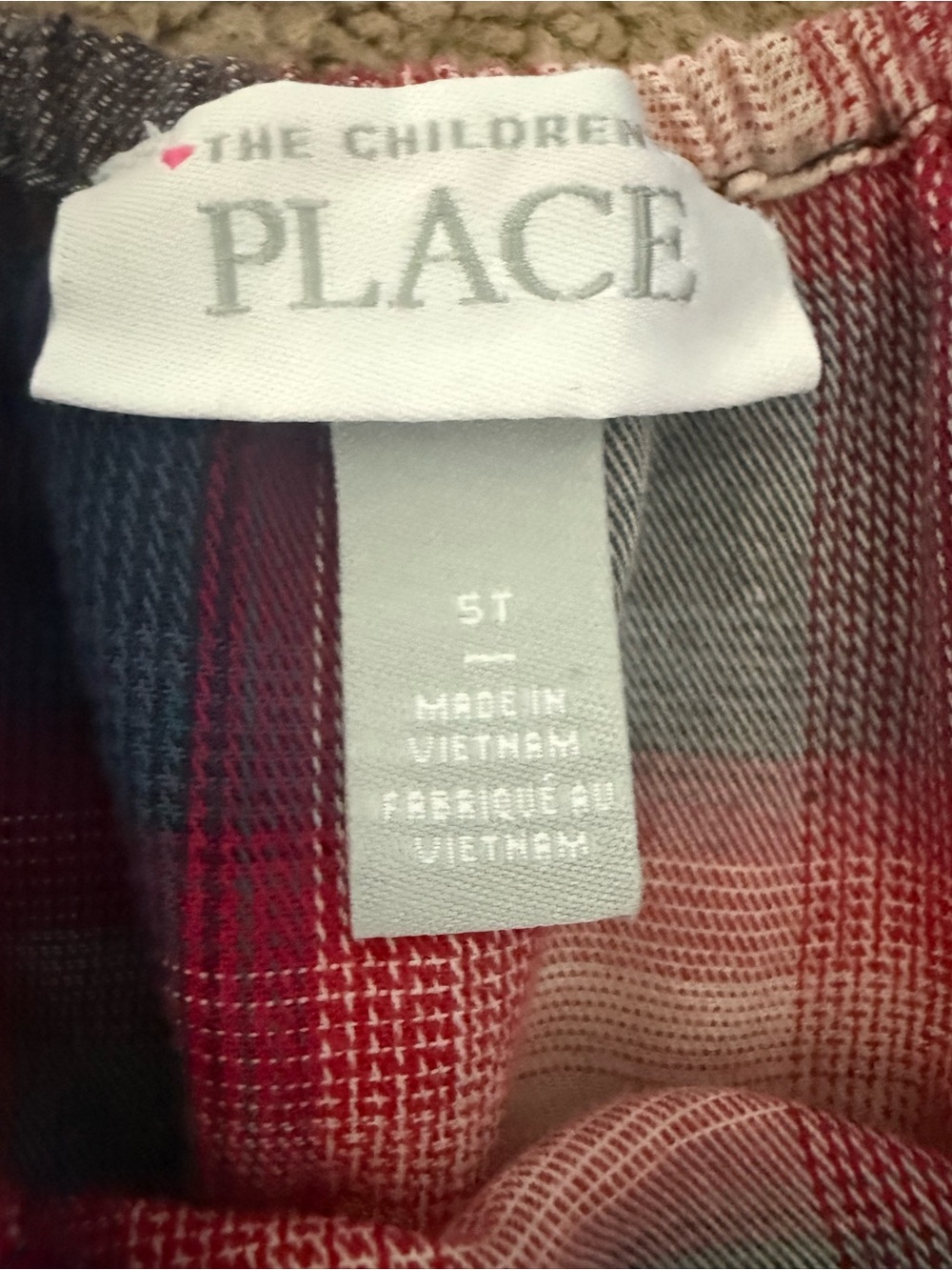 The Children's Place Red and Blue Plaid Tiered Dress Cottagecore Size 5T - Picture 3 of 4